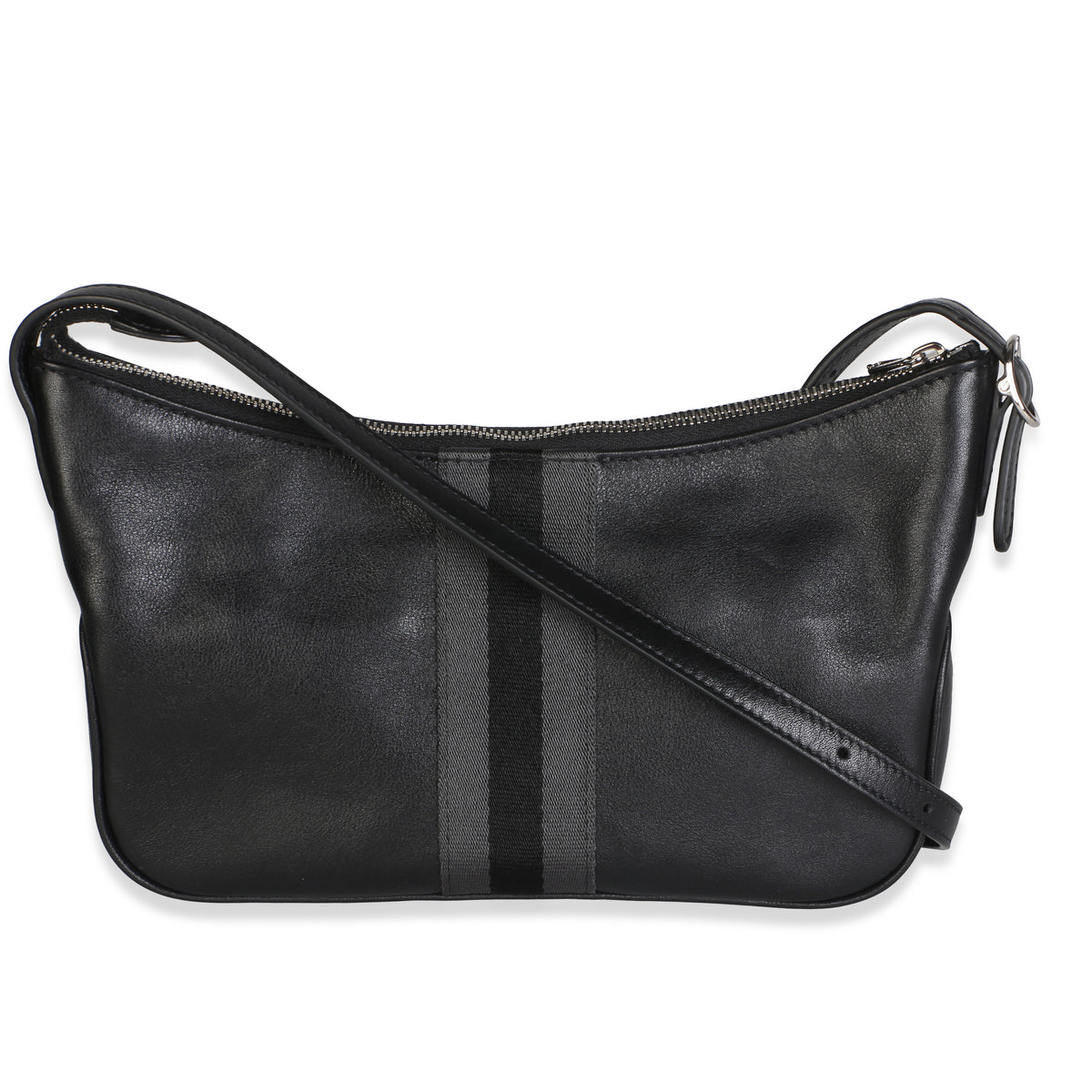 Gucci Black Calfskin Web Small Lunetta Crossbody Bag Handbag id