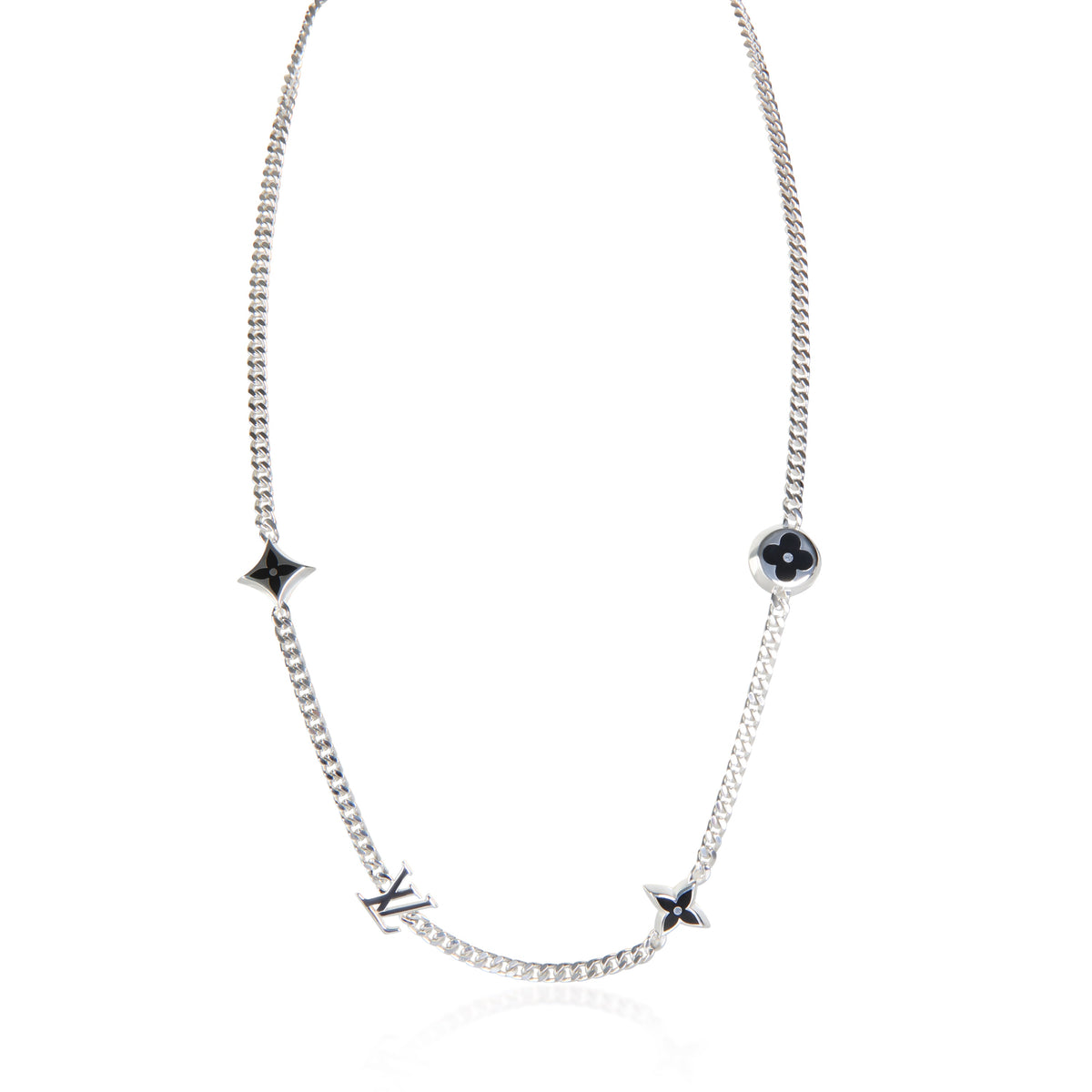 Louis Vuitton Sterling Silver Spike Charms Necklace fv
