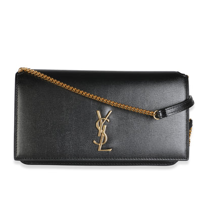 Saint Laurent Black Smooth Calfskin Monogram Cassandre Phone Holder With Chain Handbag id