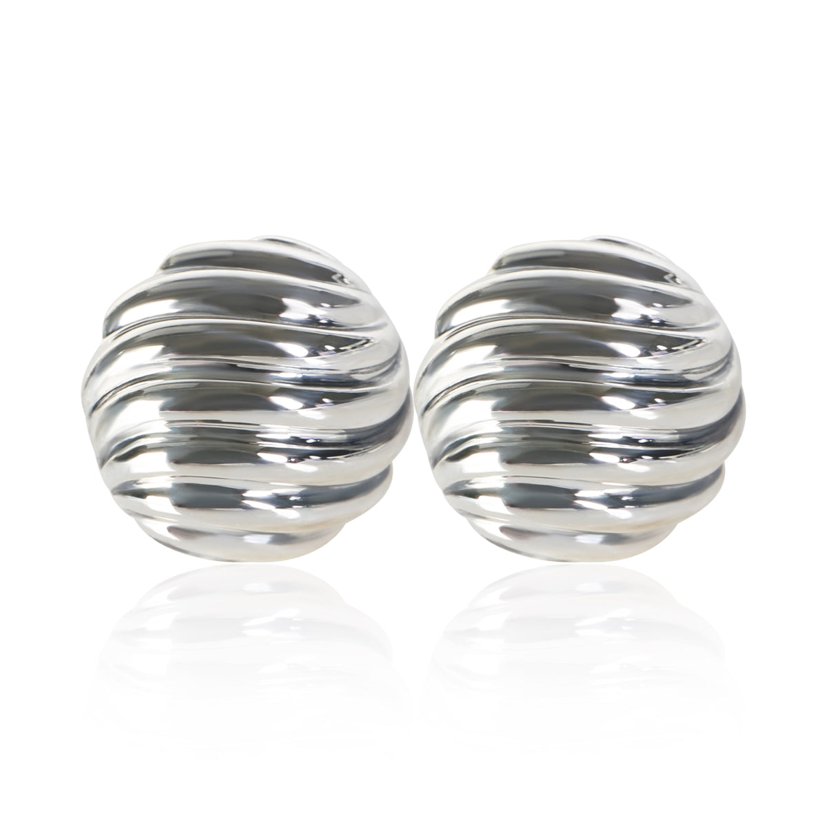 David Yurman Sterling Silver Sculpted Cable Stud Earrings fv