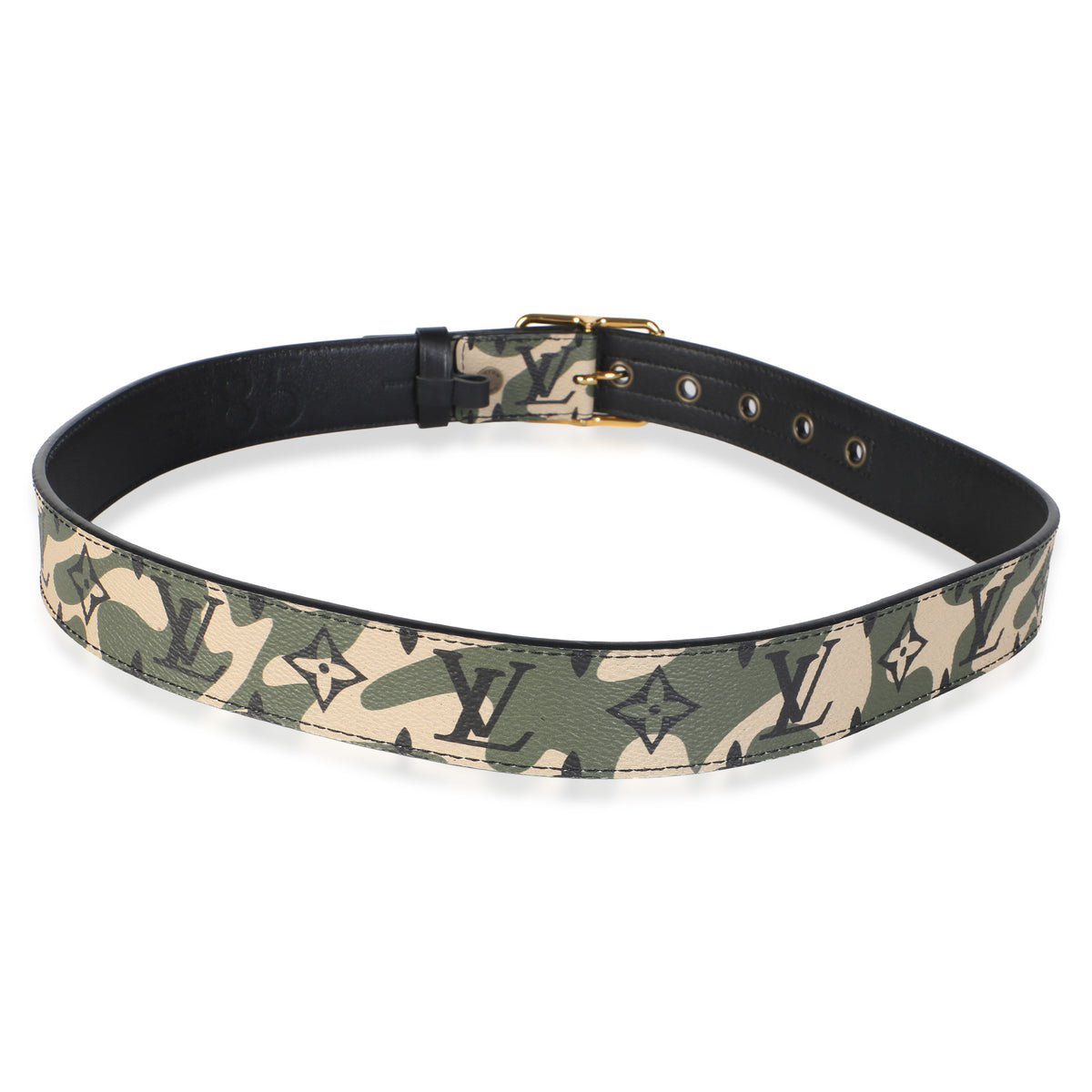 Louis Vuitton x TM Green Beige Monogramouflage Canvas Belt 85/34 3
