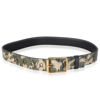 Louis Vuitton x TM Green Beige Monogramouflage Canvas Belt 85/34 fv