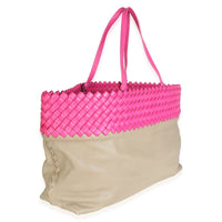 Bottega Veneta Pink Intrecciato Nappa Beige Shopper Tote Handbag 3
