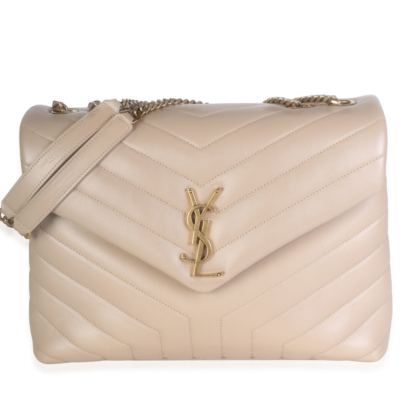 Saint Laurent Beige Calfskin Y Quilted Large Loulou Chain Satchel Handbag id