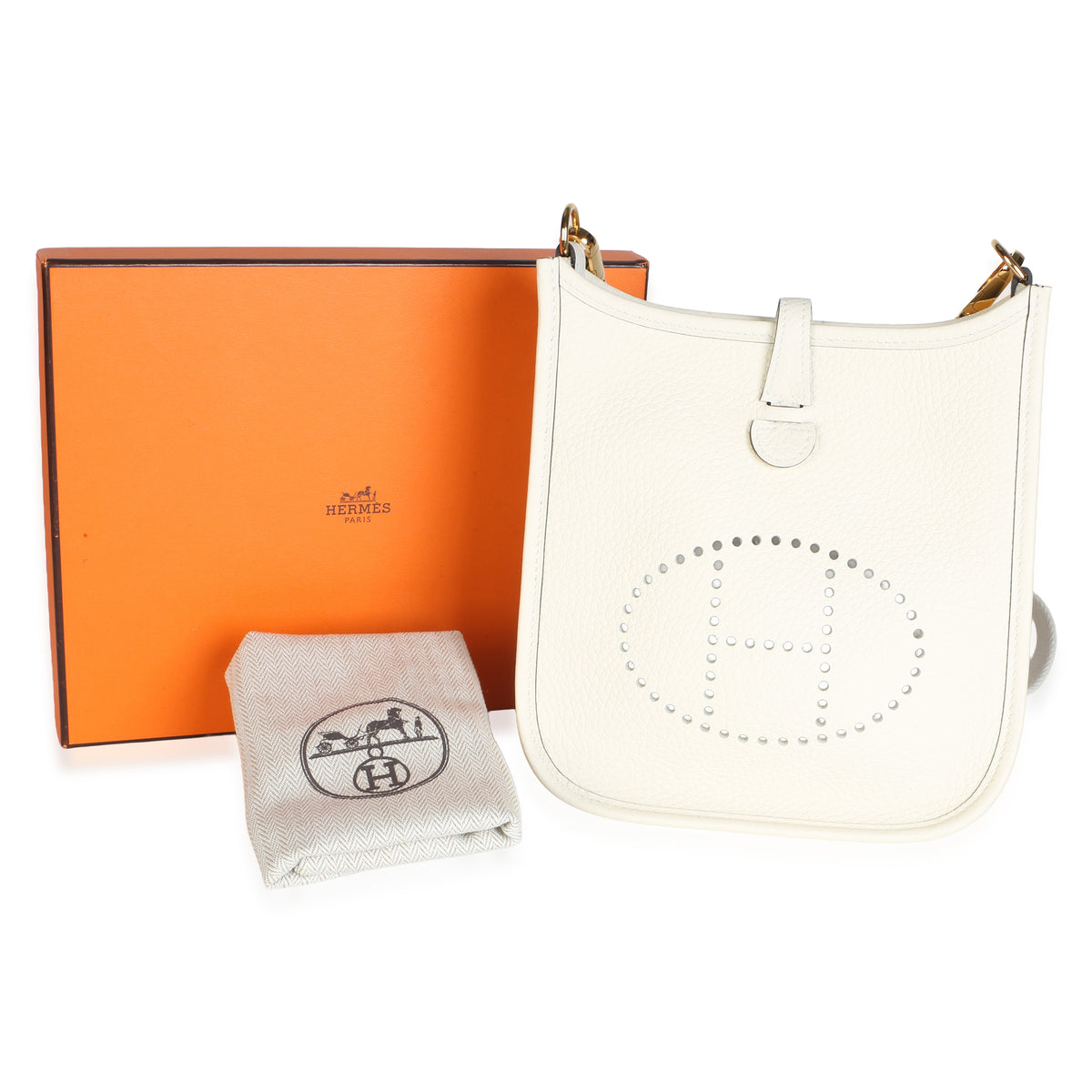 Hermès Cream Clemence Mini Evelyne TPM 16 GHW Handbag 8