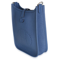 Hermès Bleu Tie Clemence Mini Evelyne TPM 16 PHW Handbag 2