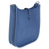Hermès Bleu Tie Clemence Mini Evelyne TPM 16 PHW Handbag 3