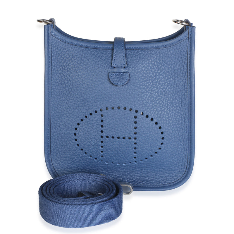 Hermès Bleu Tie Clemence Mini Evelyne TPM 16 PHW Handbag id