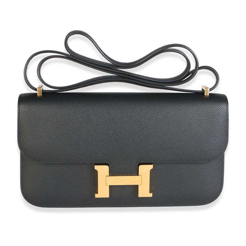 Hermès Black Epsom Constance 1 Elan GHW Handbag fv