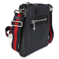 Gucci Black Grey GG Supreme Canvas Web Small Flat Messenger Bag Handbag 3