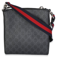 Gucci Black Grey GG Supreme Canvas Web Small Flat Messenger Bag Handbag 4
