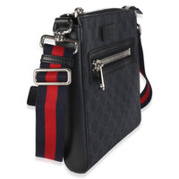 Gucci Black Grey GG Supreme Canvas Web Small Flat Messenger Bag Handbag 5