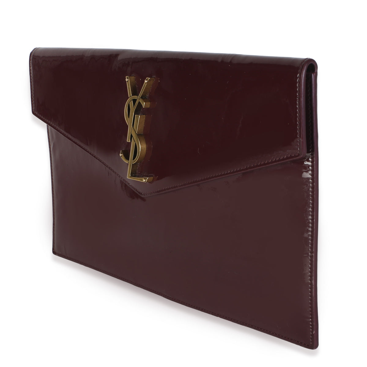 Saint Laurent Burgundy Patent Uptown Pouch Handbag 2
