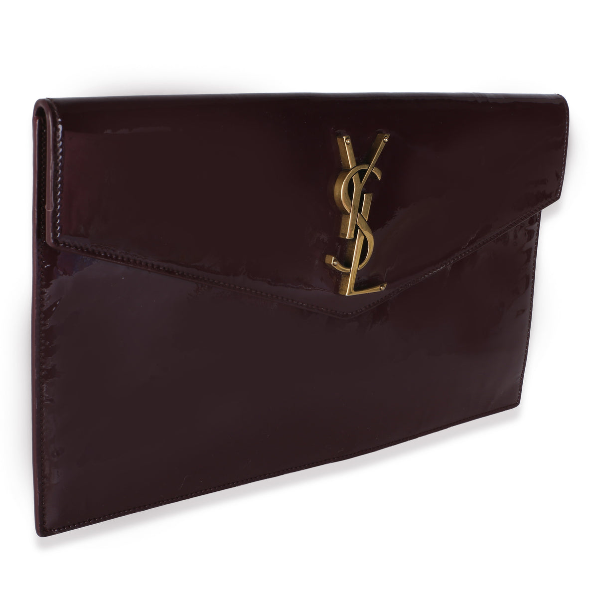 Saint Laurent Burgundy Patent Uptown Pouch Handbag 3