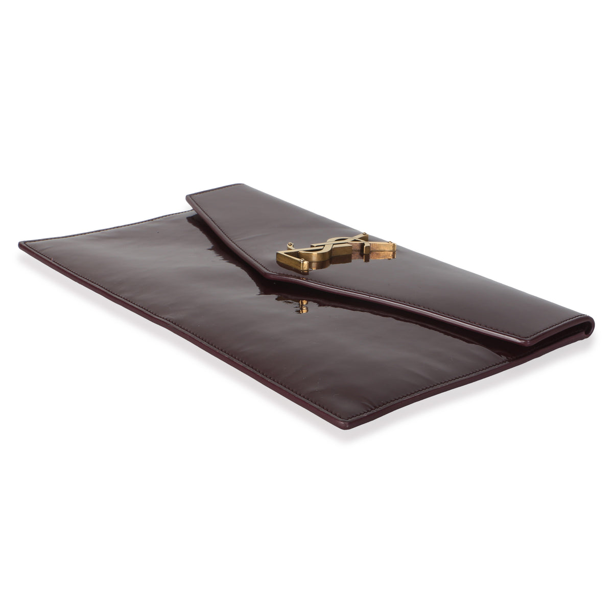 Saint Laurent Burgundy Patent Uptown Pouch Handbag 6