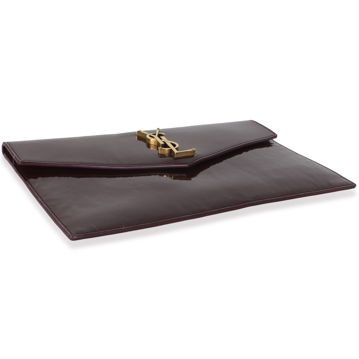 Saint Laurent Burgundy Patent Uptown Pouch Handbag 7
