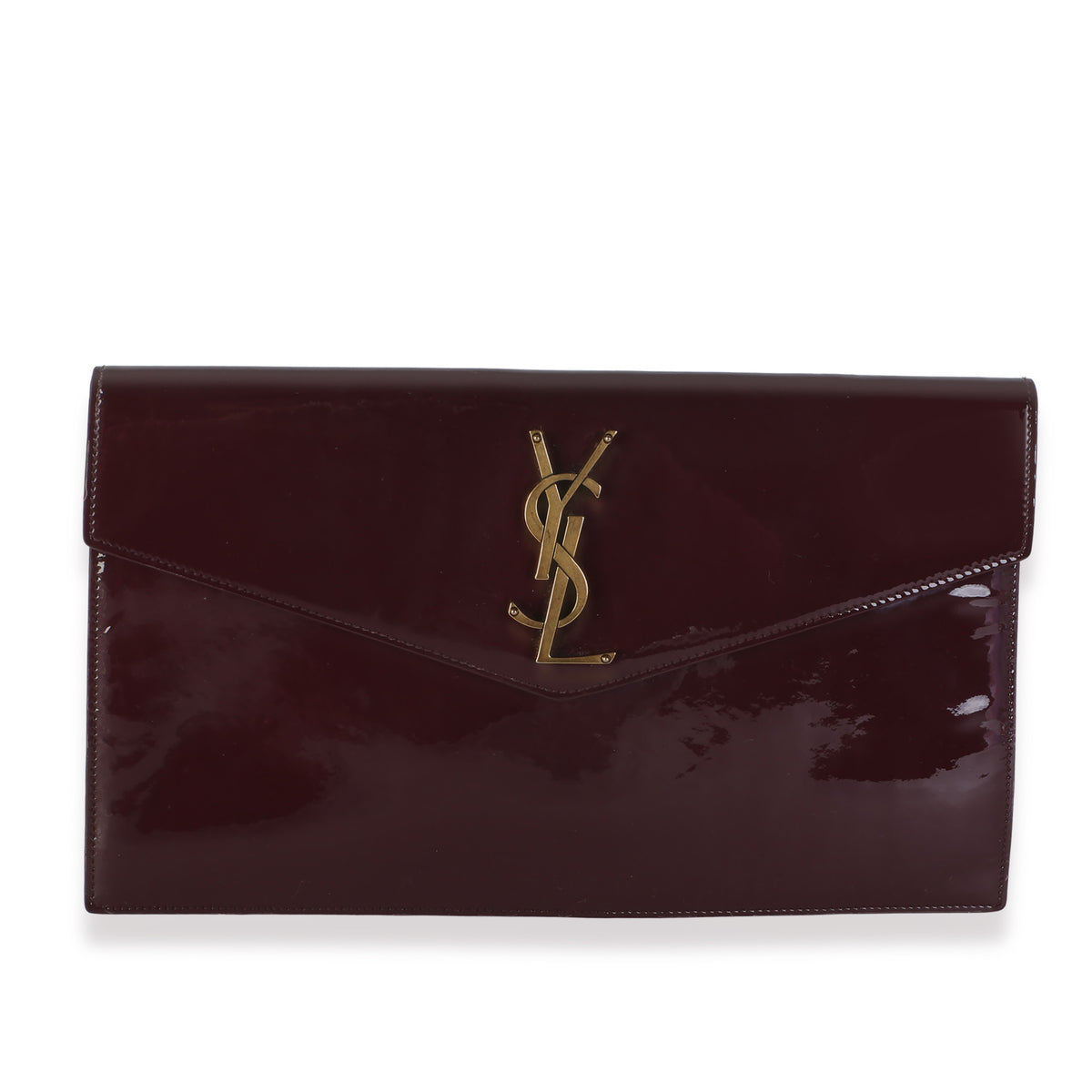 Saint Laurent Burgundy Patent Uptown Pouch Handbag fv
