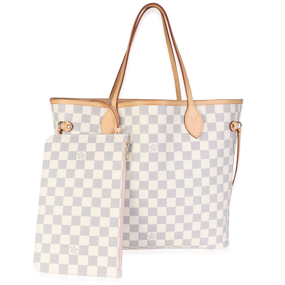 Louis Vuitton Rose Ballerine Damier Azur Canvas Neverfull MM Handbag id