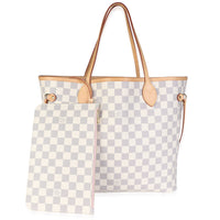 Louis Vuitton Rose Ballerine Damier Azur Canvas Neverfull MM Handbag id