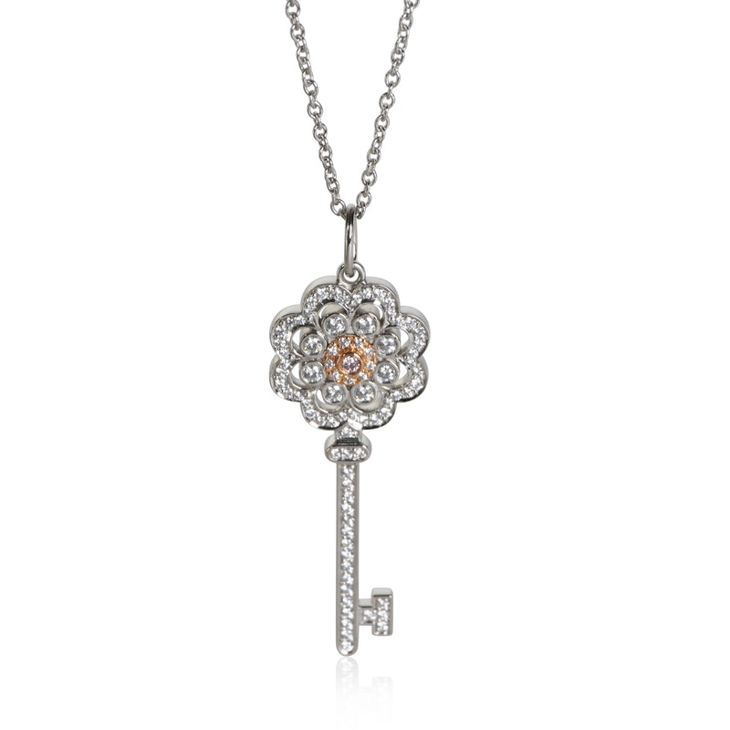 Tiffany & Co. Rose Gold Diamond Rose Key Pendant fv