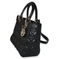Christian Dior Black Lambskin Cannage Medium Lady Dior Handbag 3