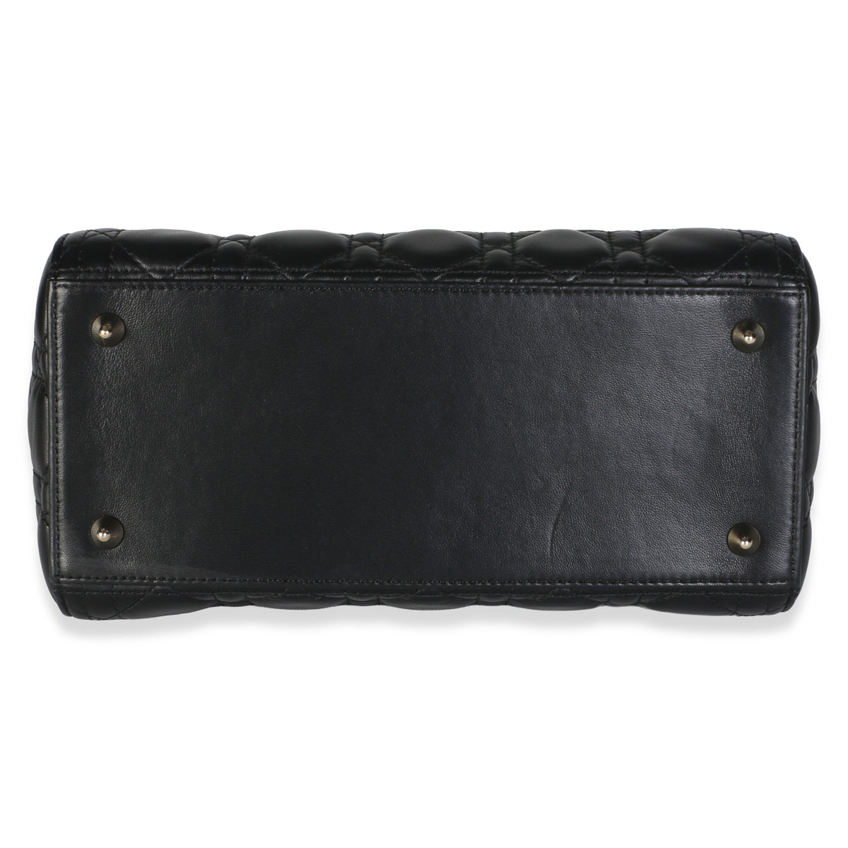 Christian Dior Black Lambskin Cannage Medium Lady Dior Handbag 6