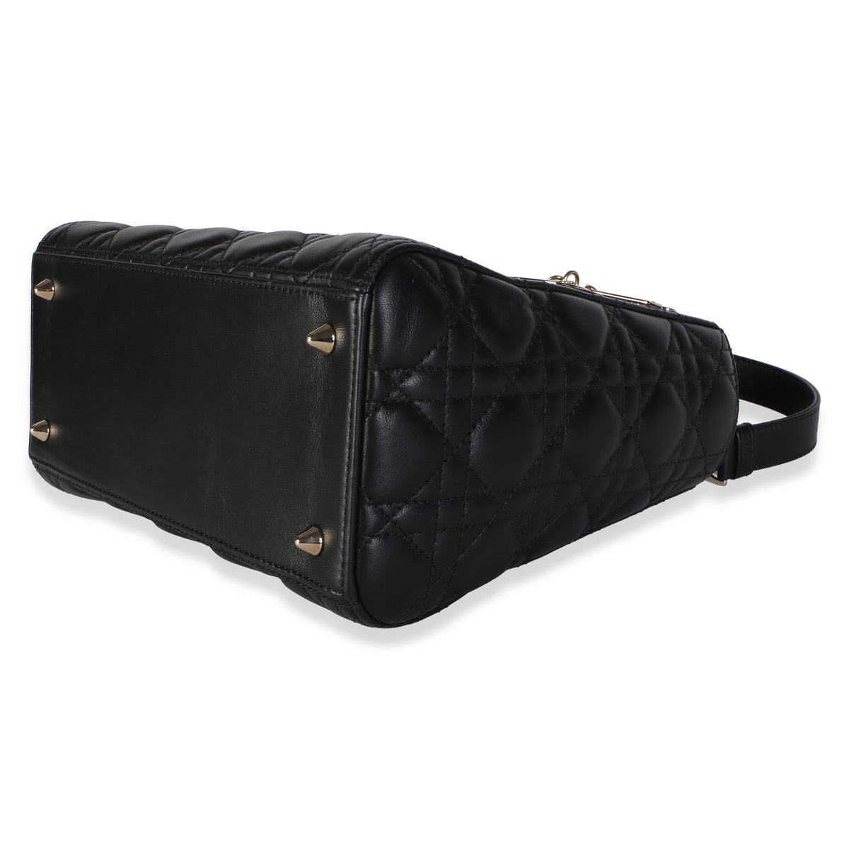 Christian Dior Black Lambskin Cannage Medium Lady Dior Handbag 7