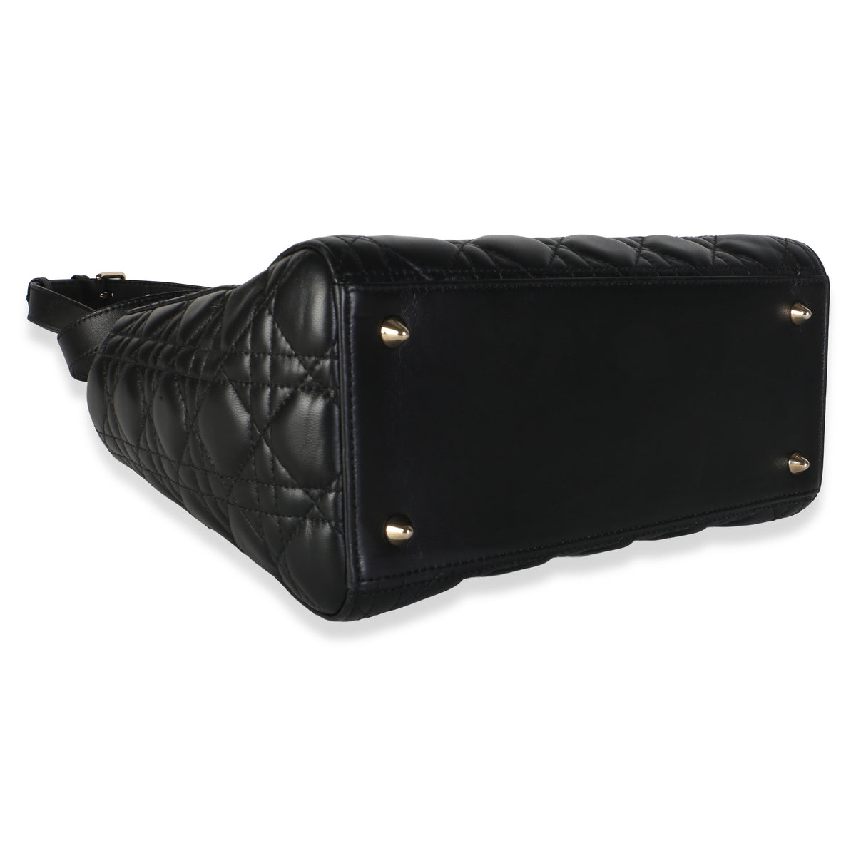 Christian Dior Black Lambskin Cannage Medium Lady Dior Handbag 8