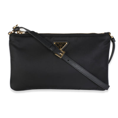 Prada Black Re Nylon Saffiano Raso Shoulder Bag Handbag id