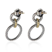 David Yurman Yellow Gold & Sterling Silver Circle Drop Earrings 3