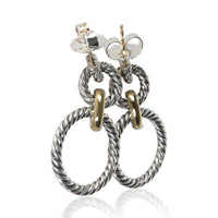David Yurman Yellow Gold & Sterling Silver Circle Drop Earrings 4