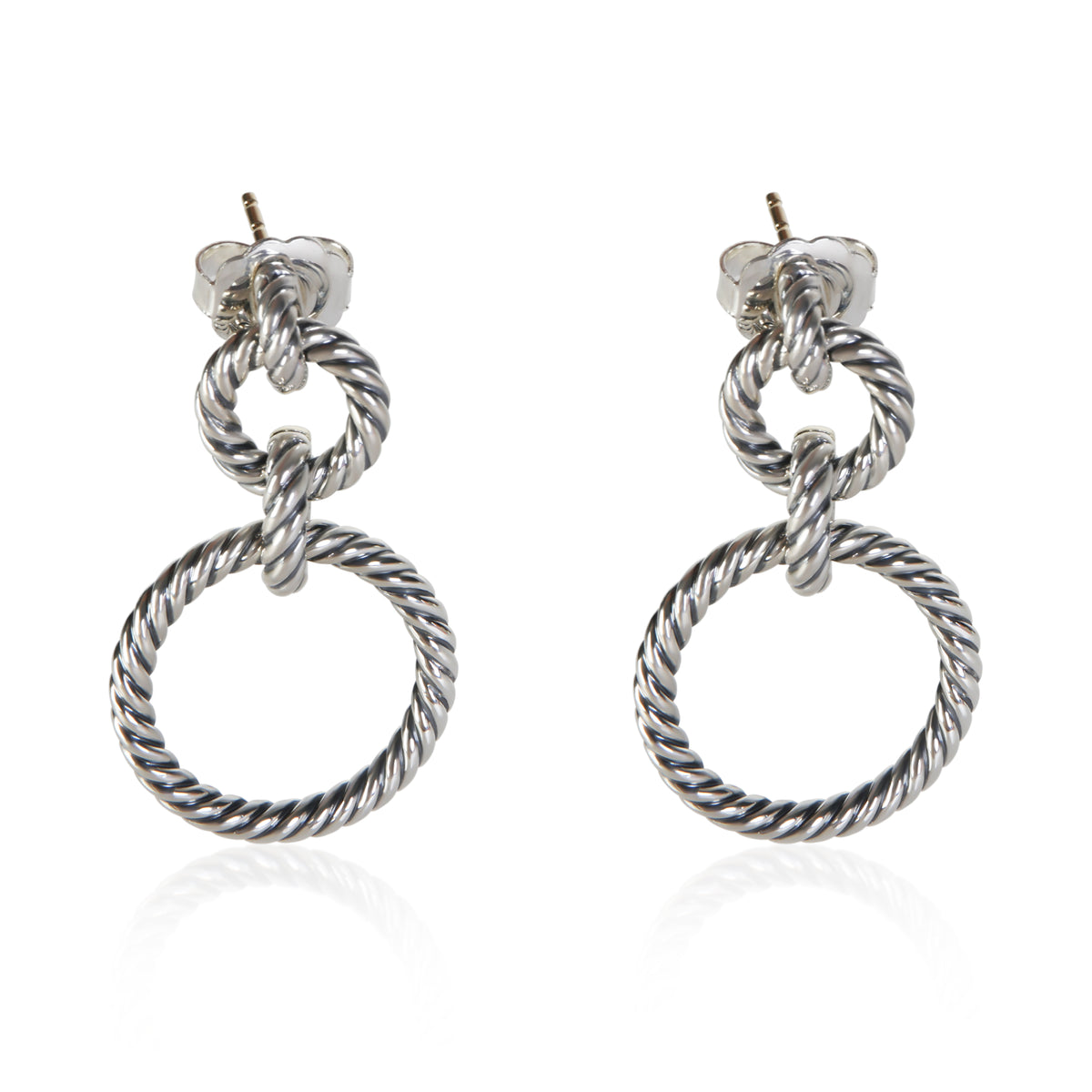 David Yurman Yellow Gold & Sterling Silver Circle Drop Earrings fv