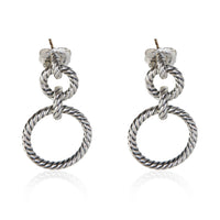 David Yurman Yellow Gold & Sterling Silver Circle Drop Earrings fv