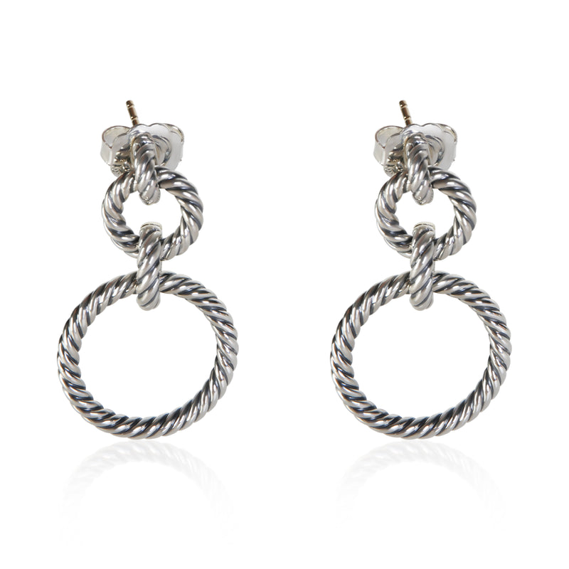 David Yurman Yellow Gold & Sterling Silver Circle Drop Earrings fv