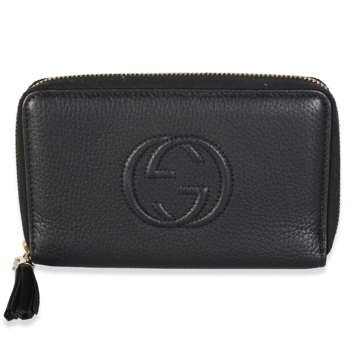 Gucci Black Pebbled Calfskin Medium Soho Zip Around Wallet Wallet id