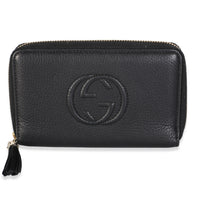 Gucci Black Pebbled Calfskin Medium Soho Zip Around Wallet Wallet id