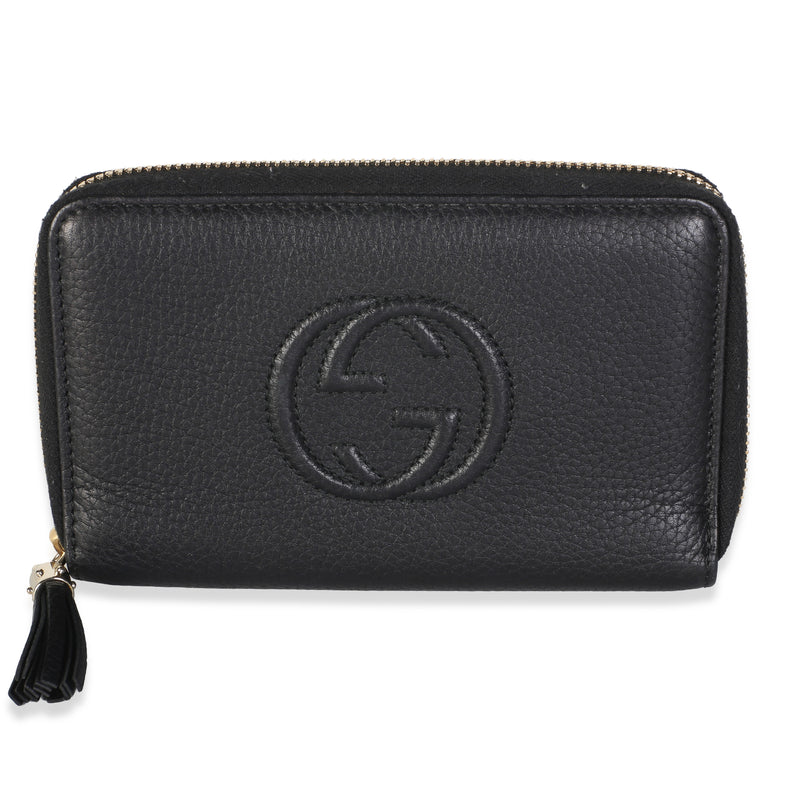 Gucci Black Pebbled Calfskin Medium Soho Zip Around Wallet Wallet id