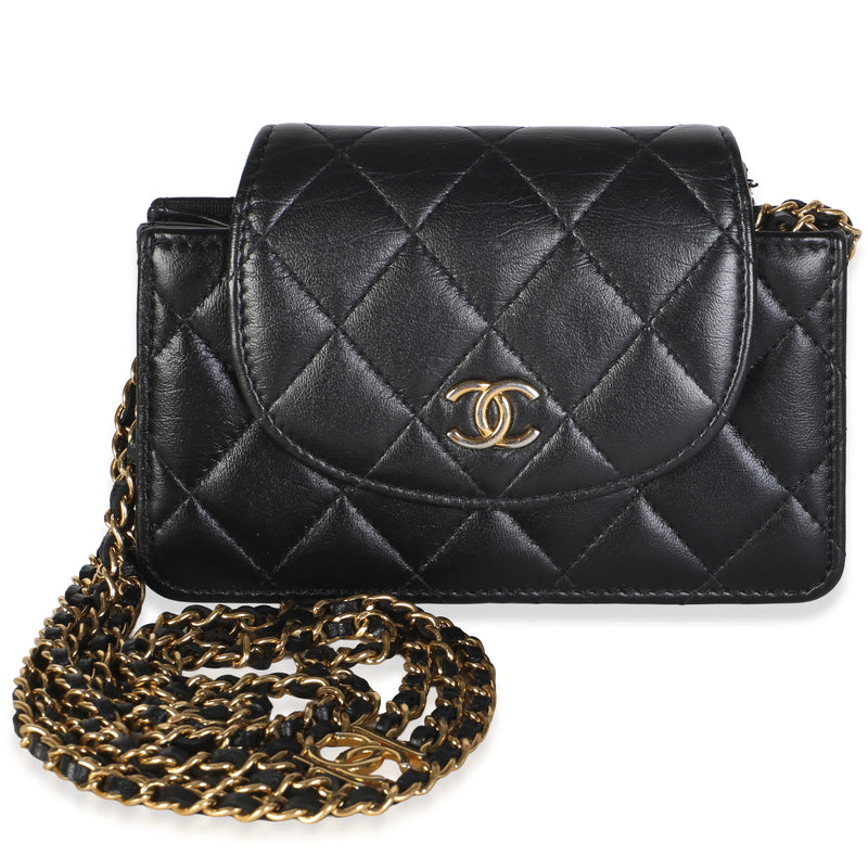 Chanel Black Quilted Lambskin Accordion Clutch With Chain Handbag id