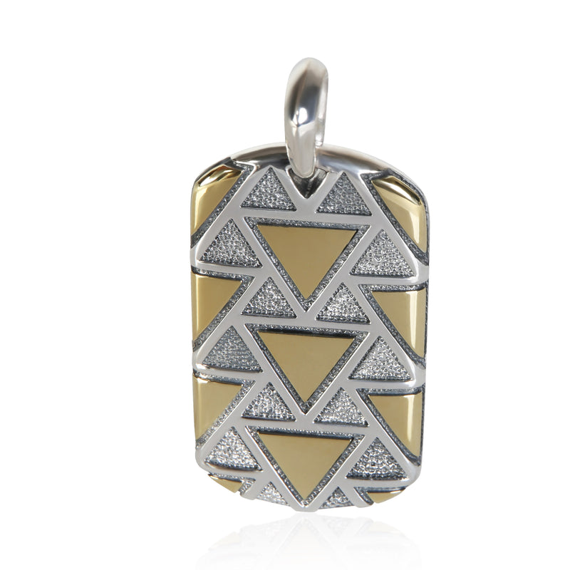 David Yurman Yellow Gold & Sterling Silver Frontier Tag Pendant fv
