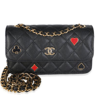 Chanel Black Quilted Caviar Casino Flap Phone Holder Handbag id