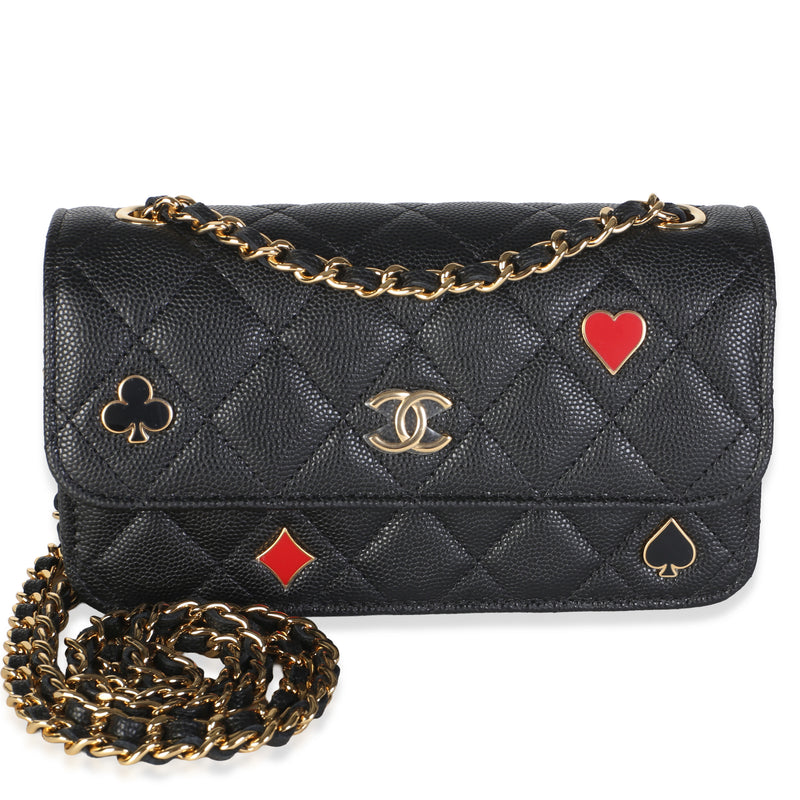 Chanel Black Quilted Caviar Casino Flap Phone Holder Handbag id