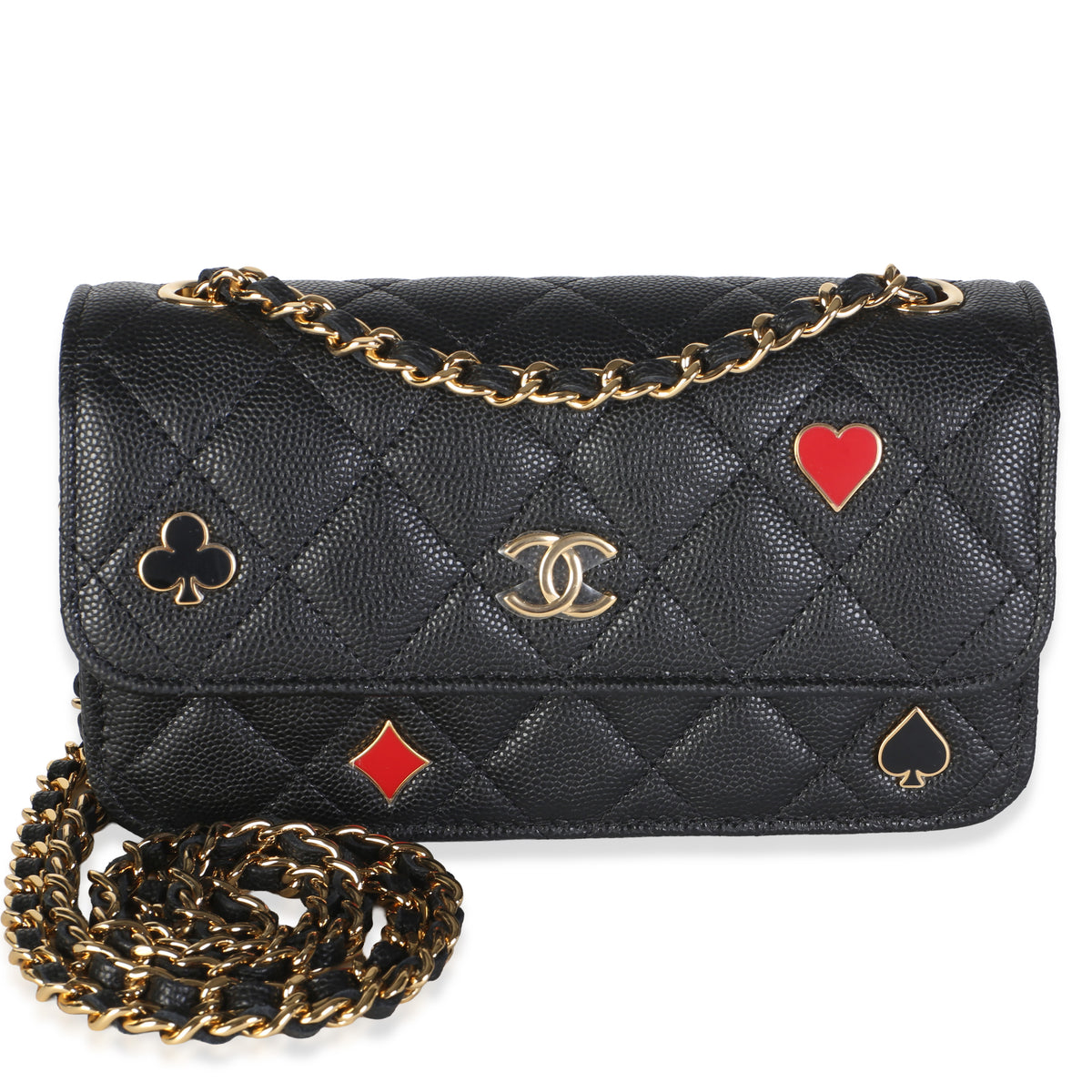 Chanel Black Quilted Caviar Casino Flap Phone Holder Handbag id