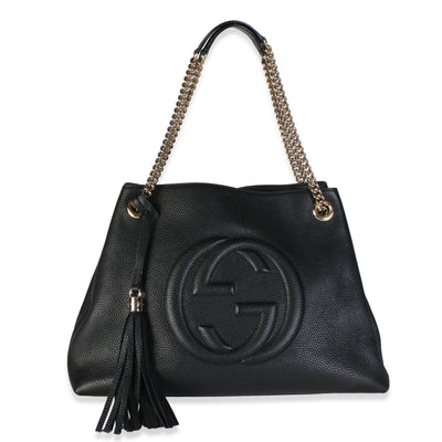 Gucci Black Pebbled Calfskin Medium Soho Chain Shoulder Bag Handbag id