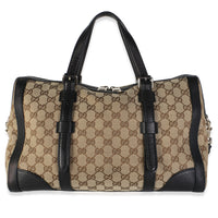 Gucci Beige Black GG Canvas Medium Lady Boston Bag Handbag id