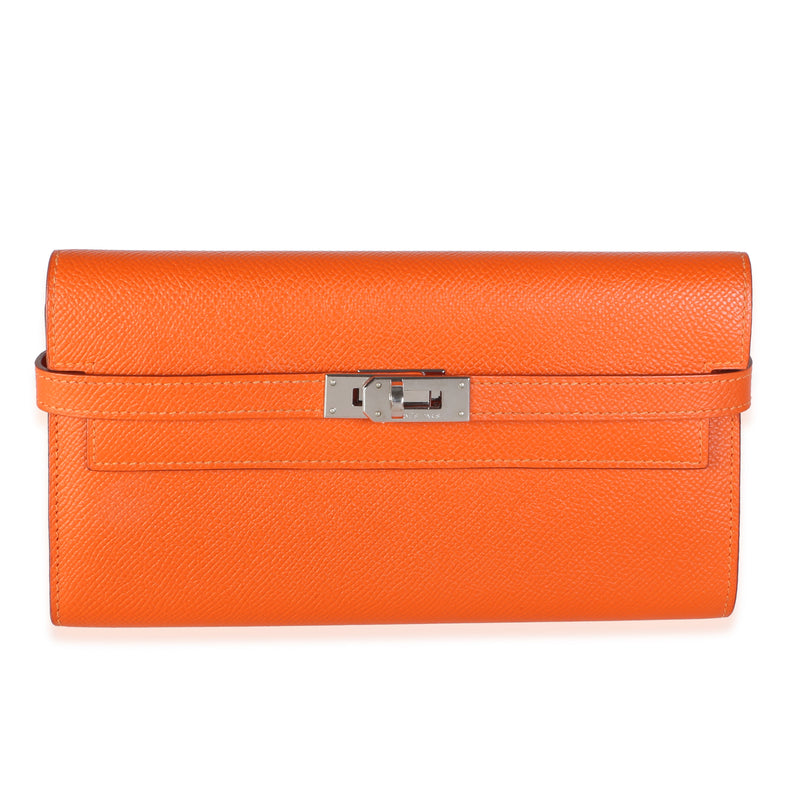 Hermès Orange Epsom Kelly Longue Wallet PHW Wallet id