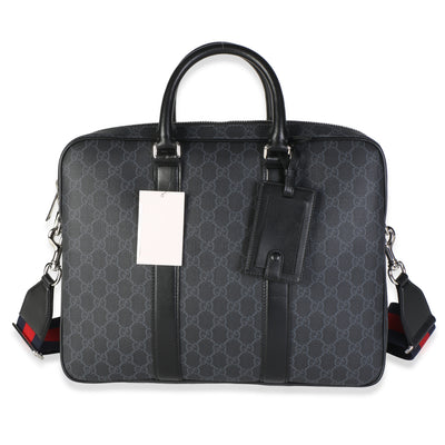 Gucci Black GG Supreme Canvas Briefcase Bag Handbag id
