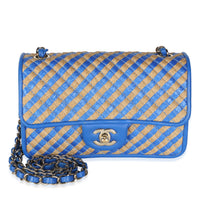 Chanel Blue Raffia Jute Striped Small Urban Jungle Single Flap Bag Handbag id