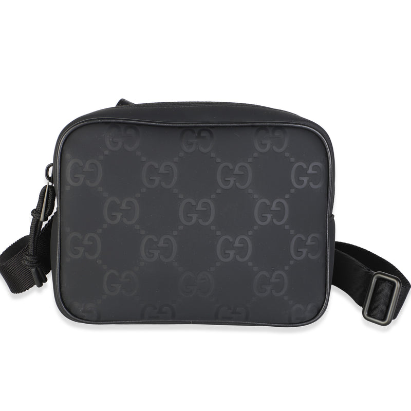Gucci Black GG Matte Rubber Effect Edge Mini Crossbody Handbag fv
