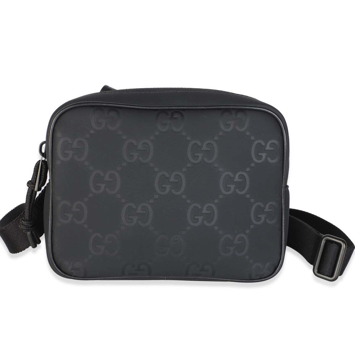 Gucci Black GG Matte Rubber Effect Edge Mini Crossbody Handbag id