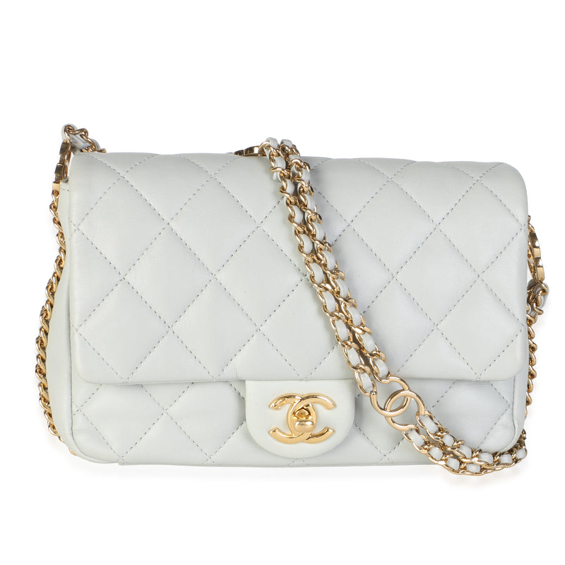 Chanel Dusty Blue Quilted Lambskin CC You Mini Flap Bag Handbag id